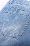 Distressed Ripped Rolled Hem Black Denim Shorts