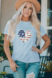 Family Matching American Flag Flower Heart Print Girl's Graphic Tee
