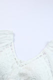 Puff Sleeves Lace Backless Crop Top