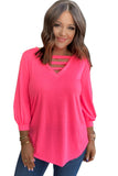 Strappy V Neck Long Sleeve Top