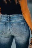 Dark Blue Slit High Waist Jeans