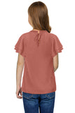 Little Girl Swiss Dot Ruffle Sleeves Top
