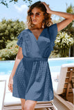 Swiss Dot V Neck Wrap Beach Dress