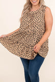 Plus Size Leopard Print Ruffle Tiered Tank Top