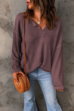 Waffle Knit Loose Long Sleeve Top