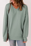 V Neck Drop Shoulder Sweatshirt with Pocket