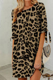 Khaki Leopard Shift Mini Dress