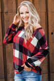 Round Neck Plaid Long Sleeve Pullover Top