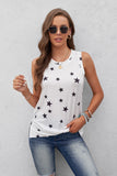 Star Print Knit Tank with Slits