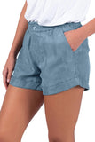 Cuffed Leg Opening Paper-bag Waist Casual Shorts