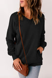 V Neck Drop Shoulder Sweatshirt with Pocket