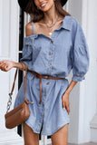 Asymmetric Cold Shoulder Denim Dress