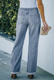 Sky Blue Loose Straight Leg High Waist Distressed Jeans