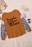 Pumpkin Spice Addict Leopard Color Block Crewneck Top