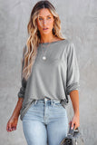 Loose Fit Wide Neck Batwing Sleeves Top