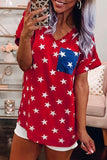 USA Star Print Patch Pocket Blue T-shirt