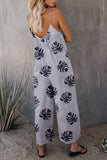 Palm Leaves Print Spaghetti Strap Wide Leg jumpsuit