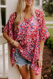 Abstract Floral Print Oversize Tunic Top