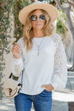 Lace Sleeve Raglan Ribbed Top