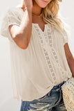 Crochet Eyelet Short Sleeves Top