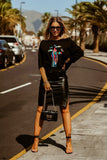 Elastic Waist Zip Side Faux Leather Short Skirt