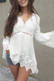 White Bell Sleeves Crochet Insert Blouse
