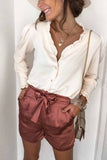 Frilled V Neckline Buttoned French Shirt