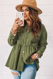 Green Snap Up Babydoll Shirt