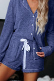 Long Sleeve Drawstring Button Loungewear