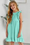 Ruffled Empire Waist Pleated Flowy Kid Dress