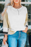 Block Buttoned Henley Top