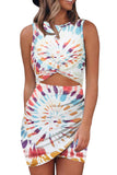 Floral Print Hollow Out Wrap Tie Mini Dress