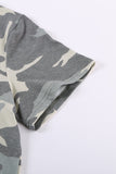 Sequined V Neckline Camo Plus Size T-shirt