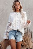 Crochet Lace Pointelle Knit Sweater