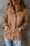 Drawstring Waist 4-pocket Style Hooded Jacket