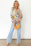 color Tropical Fish Skin Crinkle Long Sleeve Shirt