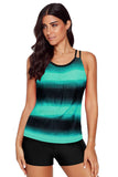 Striped Colorblock Criss Cross Two-piece Tankini