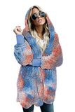 Camo Print Soft Fleece Hooded Open Front Coat