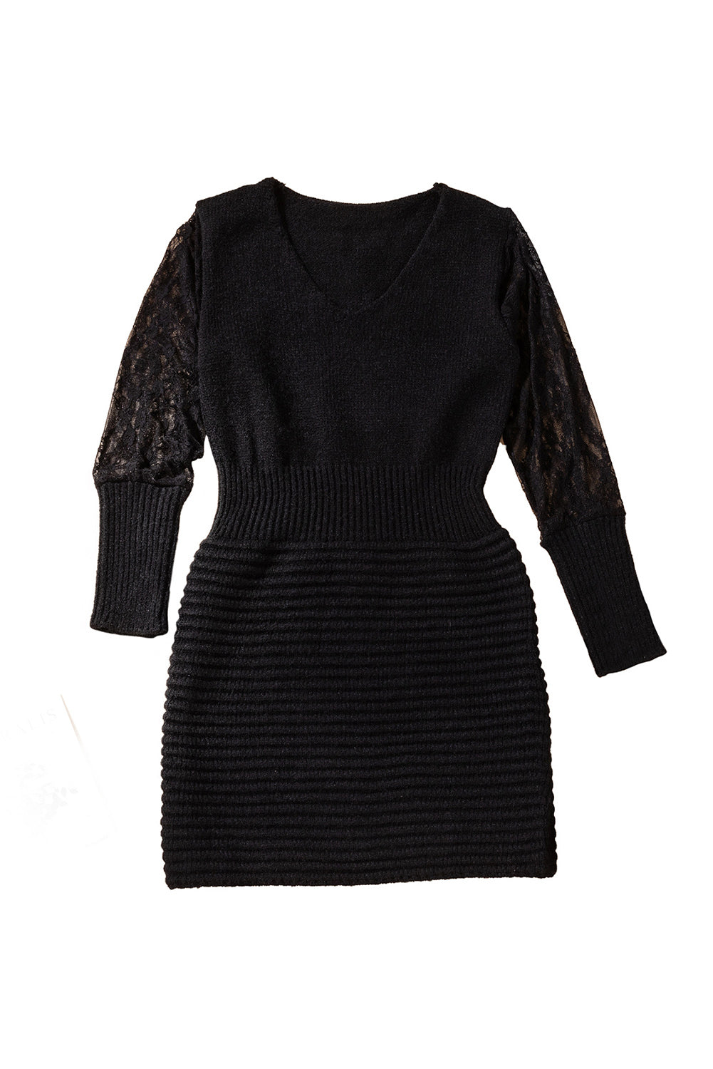 Lace Sleeve Patchwork Sweater Dress