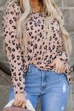 Pink Camel Leopard Terry Top