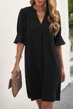 Ruffled Sleeve Shift Dress