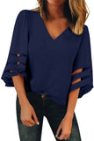 Flare Sleeve V Neck Loose Blouse