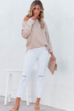 Striped Print Drop Shoulder Long Sleeve Top