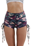 Camo Print High Waist Side Ruched Fitness Yoga Shorts