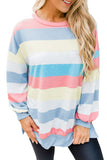 Striped Colorblock Long Sleeve Pullover Sweatshirt