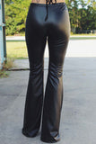 Black Faux Leather High Waist Flare Pants
