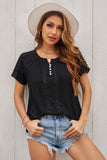 Crochet Eyelet Short Sleeves Top
