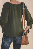 Green Button Up V Neck Sleeve Tie Shirt