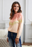 V Stripe Pattern Colorblock Sweater
