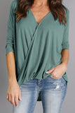 Light Gray Wrap Hi-lo Hem Blouse